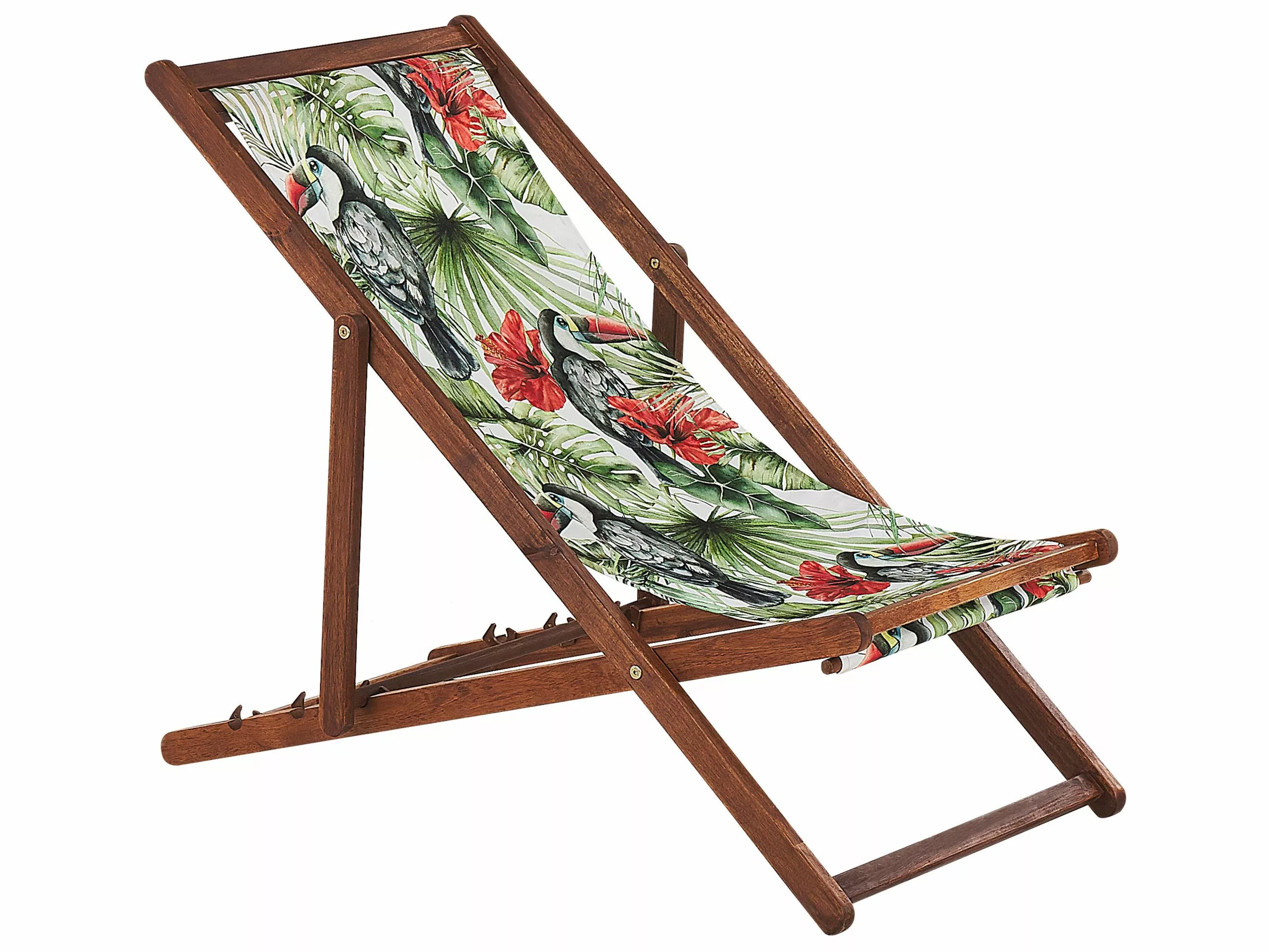 Beliani Tumma Akaasiapuinen Aurinkotuoli Tukaanikuvioisella Kankaalla 2 Kpl ANZIO 3 Beliani Tumma Akaasiapuinen Aurinkotuoli Tukaanikuvioisella Kankaalla 2 Kpl ANZIO - Image 3