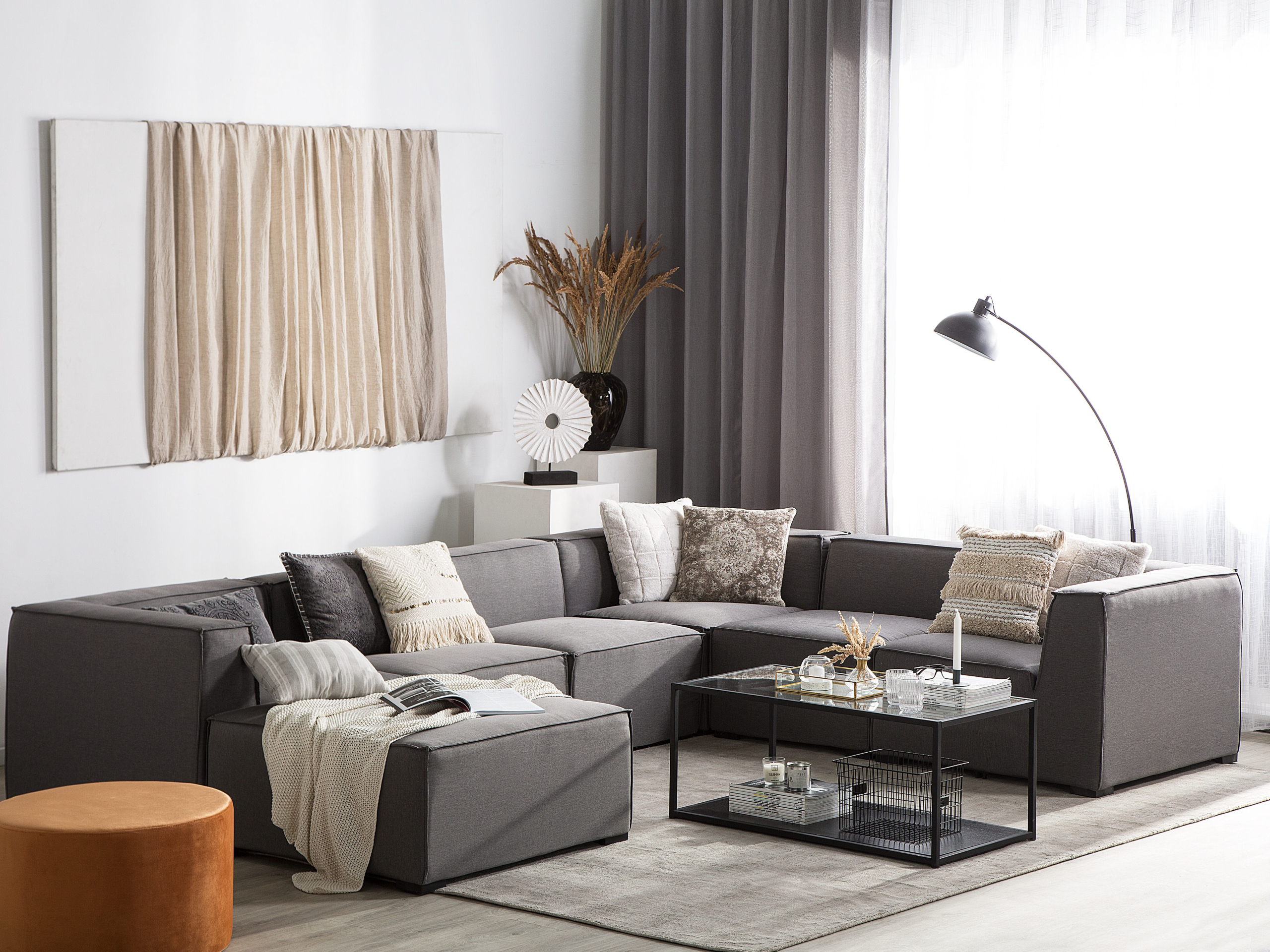 Beliani 7-istuttava Ulkosohva Kangas Oikeak. Harmaa AREZZO 3 Beliani 7-istuttava Ulkosohva Kangas Oikeak. Harmaa AREZZO - Image 3