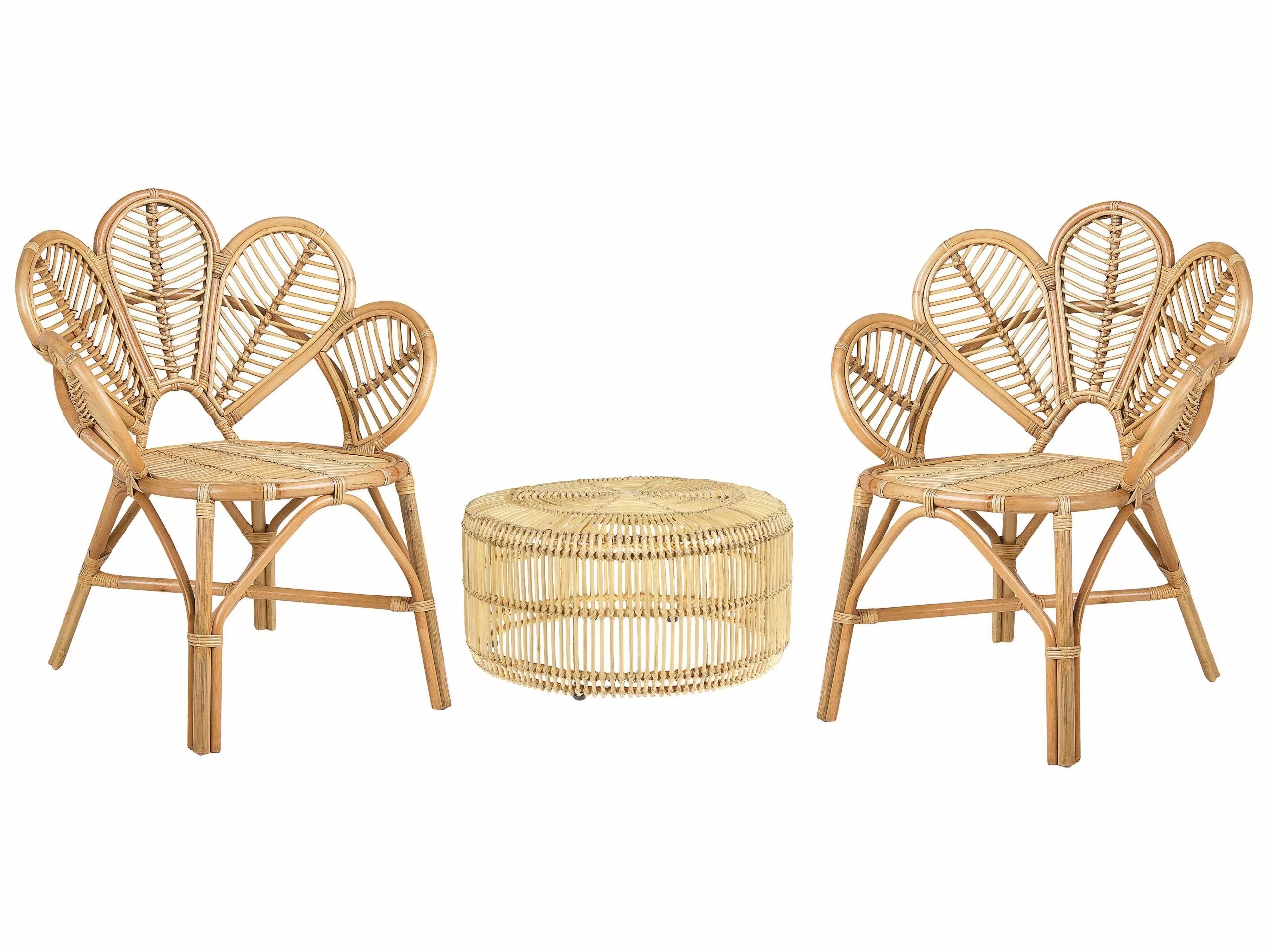 Beliani 2-istuttava Bistrosetti Rottinki Luonnonväri FLORENTINE II/LIMNI