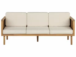 Beliani 3-istuttava Ulkosohva Akasiapuu Valkoinen BARATTI