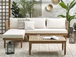 Beliani 4-istuttava Ulkosohvaryhmä Akasiapuu Oikeak. Valkoinen CREMONA -Ulkokalusteet shop undef src sa picid 834033 type whitesh image scaled