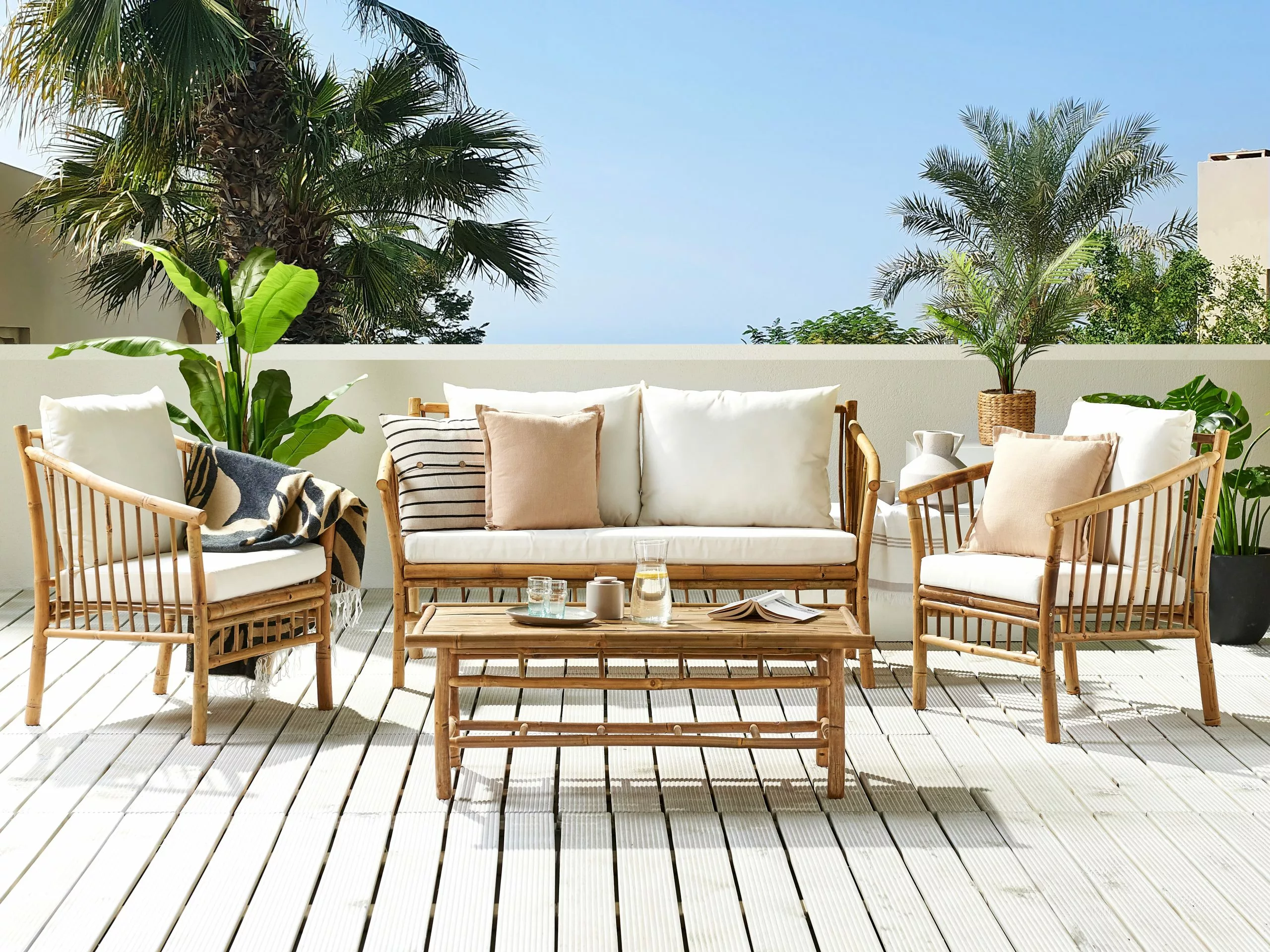 Beliani 4-istuttava Ulkosohvaryhmä Bambu Valkoinen MAGGIORE 2 Beliani 4-istuttava Ulkosohvaryhmä Bambu Valkoinen MAGGIORE - Image 2