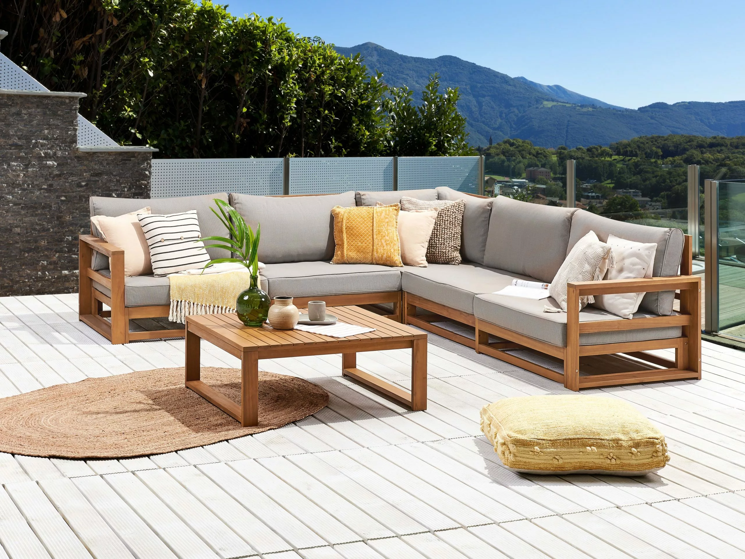 Beliani 5-istuttava Ulkokulmasohvaryhmä Akasiapuu Vaalea Puu TIMOR II 2 Beliani 5-istuttava Ulkokulmasohvaryhmä Akasiapuu Vaalea Puu TIMOR II - Image 2