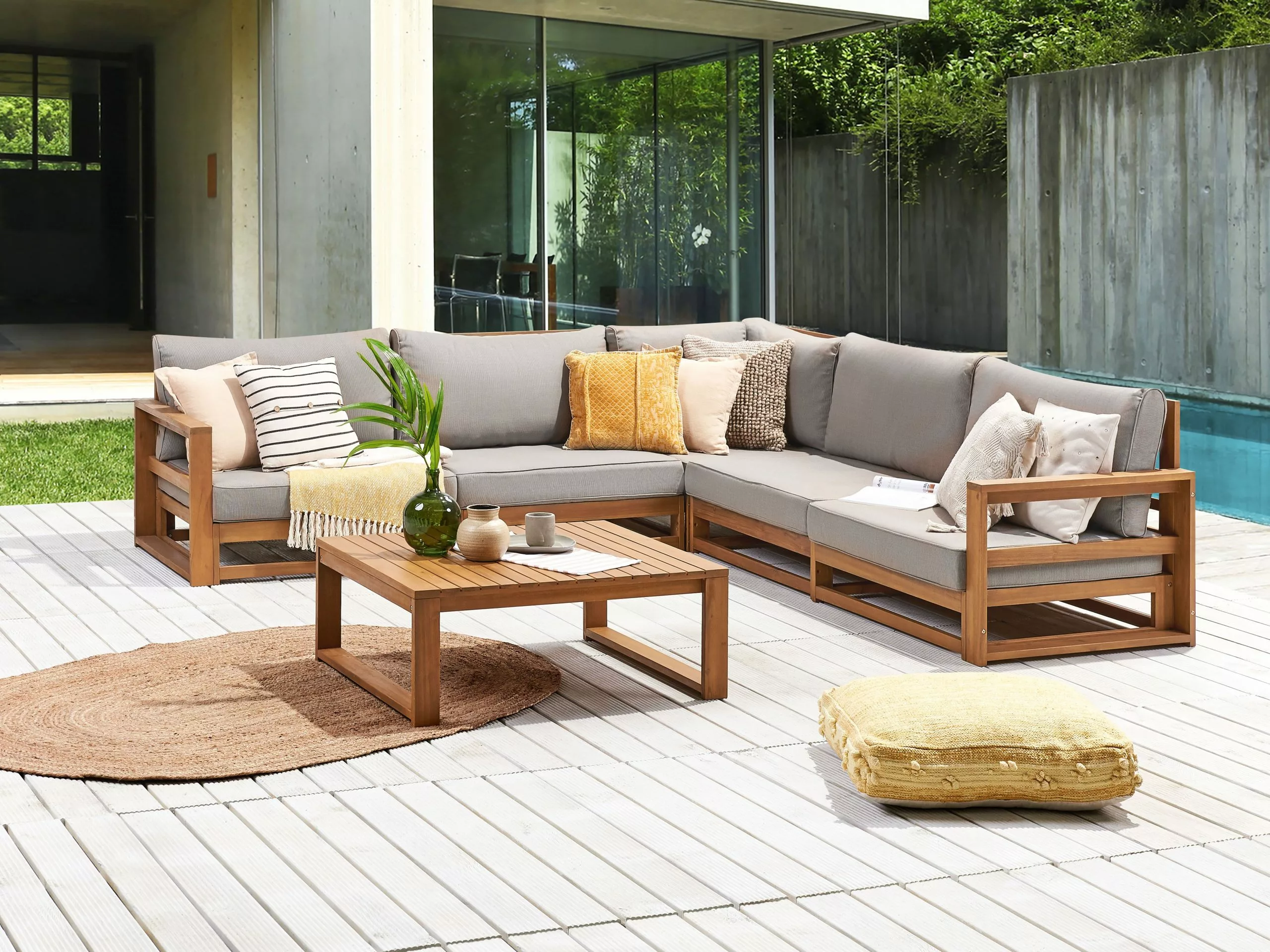 Beliani 5-istuttava Ulkokulmasohvaryhmä Akasiapuu Vaalea Puu TIMOR II 4 Beliani 5-istuttava Ulkokulmasohvaryhmä Akasiapuu Vaalea Puu TIMOR II - Image 4