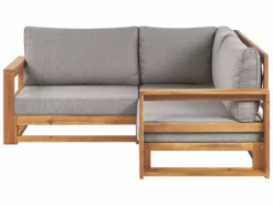 Beliani 2-istuttava Ulkokulmasohva Akasiapuu Vaalea Puu TIMOR II