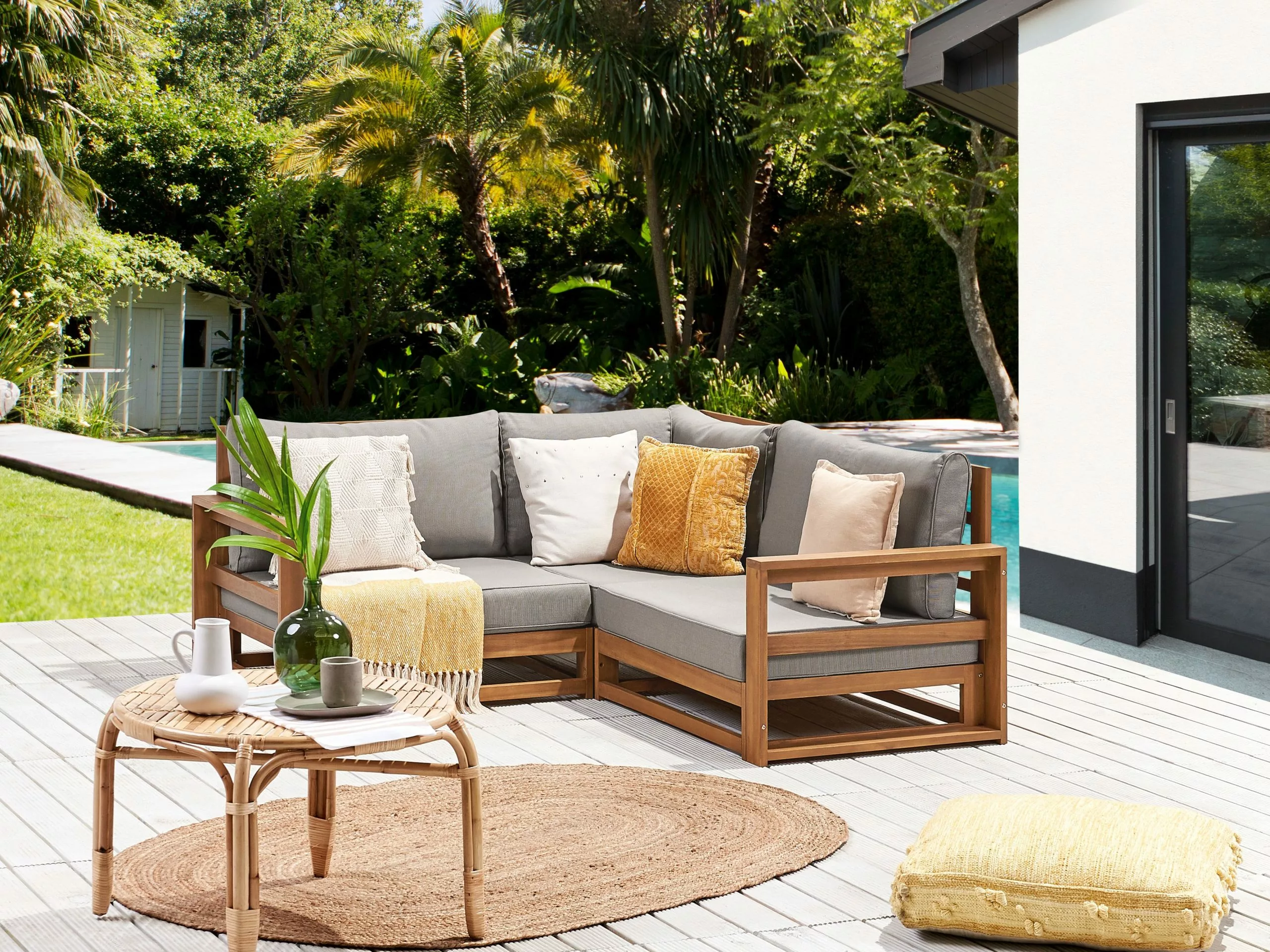 Beliani 2-istuttava Ulkokulmasohva Akasiapuu Vaalea Puu TIMOR II 3 Beliani 2-istuttava Ulkokulmasohva Akasiapuu Vaalea Puu TIMOR II - Image 3