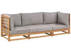 Beliani 3-istuttava Ulkosohva Akasiapuu Ruskeanharmaa TRANI